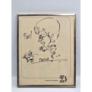 Universal‎ Studios Caricature Art Tennis Theme Peggie 8x10 Silver Good Vintage